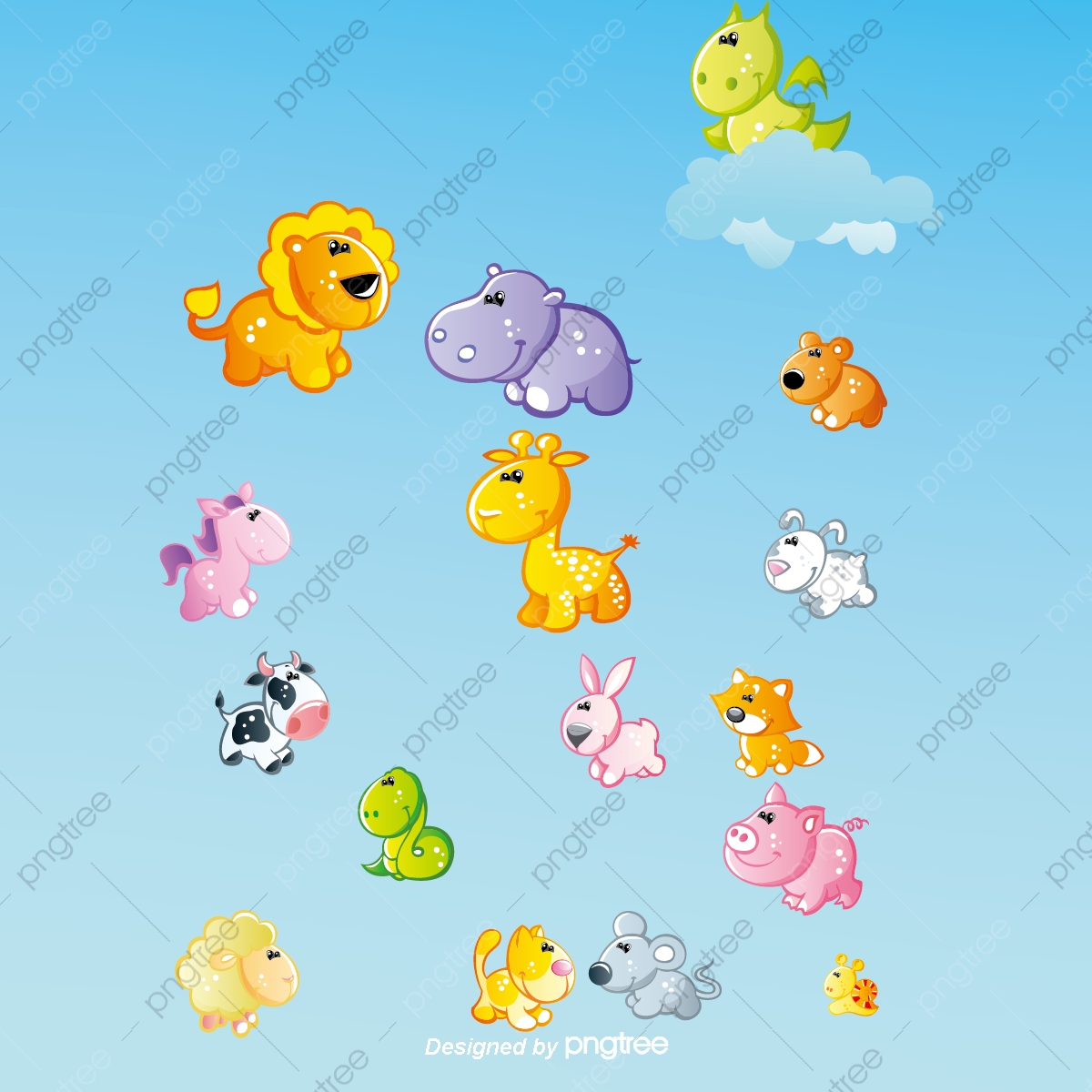 1200x1200 Cute Cartoon Animals Vector Material, Cartoon Vector, Cartoon