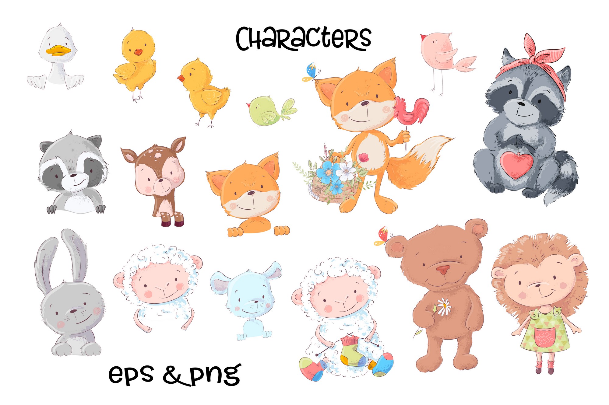 2000x1331 Cute Animals Vector Clip Art