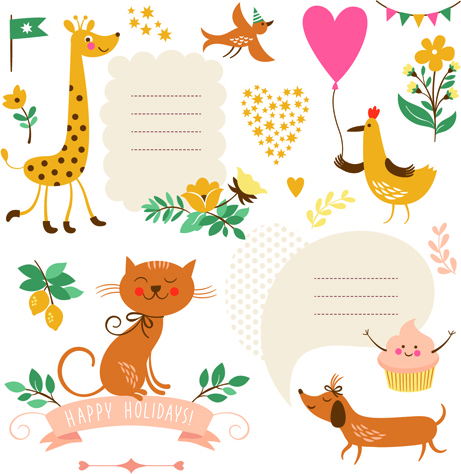 461x474 Cute Animals With Labels Design Vector Free Vector In Encapsulated