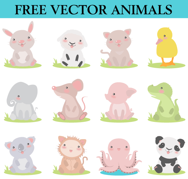 600x570 Free Cute Cartoon Animals Vector Images