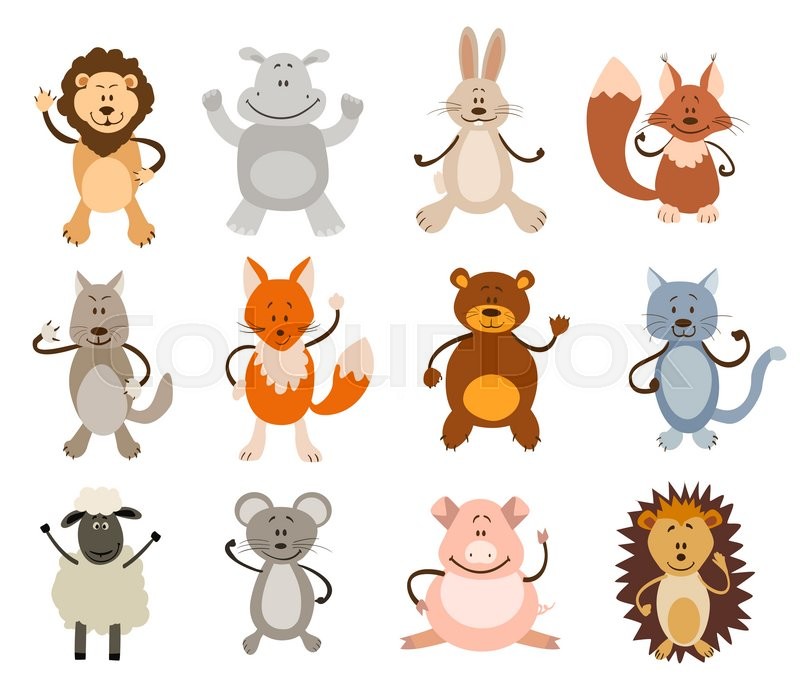 800x698 Set Of Cute Animals Vector Stock Vector Colourbox