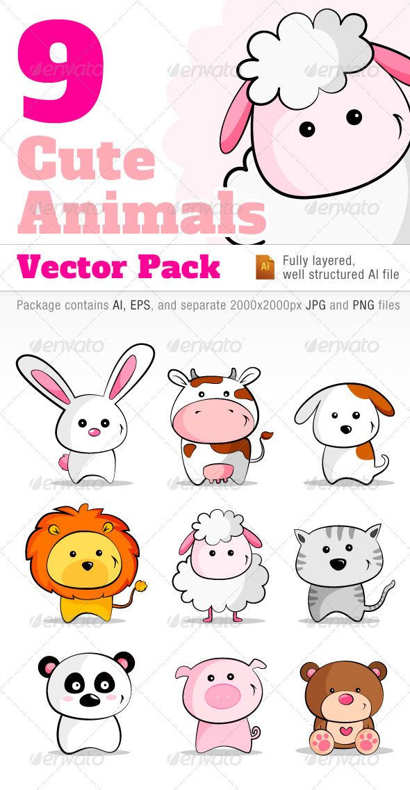 590x1136 Cute Animals Vector Pack