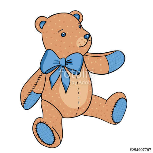 500x500 Cute Teddy Bear Vector Illustration Isolated On White Background