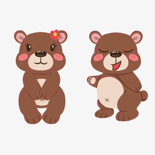 640x640 Two Cute Bears Vector, Cute Bear Vector Illustration, Heart Shaped