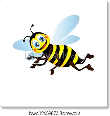 362x382 Cute Bright Funny Bee, Vector Art Print Barewalls Posters