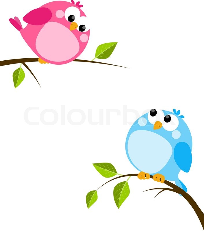706x800 Cute Birds On Spring Branches Stock Vector Colourbox