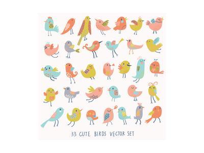 400x300 Set Of Cute Birds In Vector Cartoon Collection With Funny