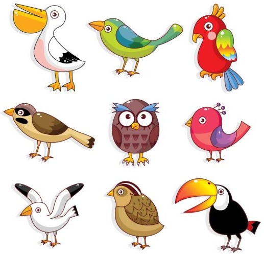 517x497 Various Cute Birds Vector Set Free Vector In Adobe Illustrator