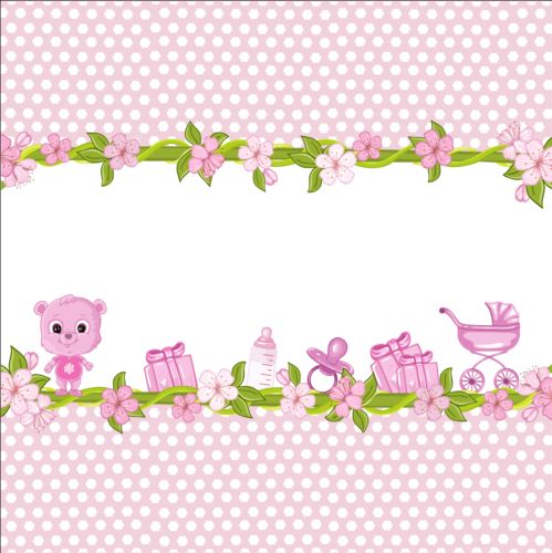499x500 Cute Floral Border With Baby Card Vector Free Download