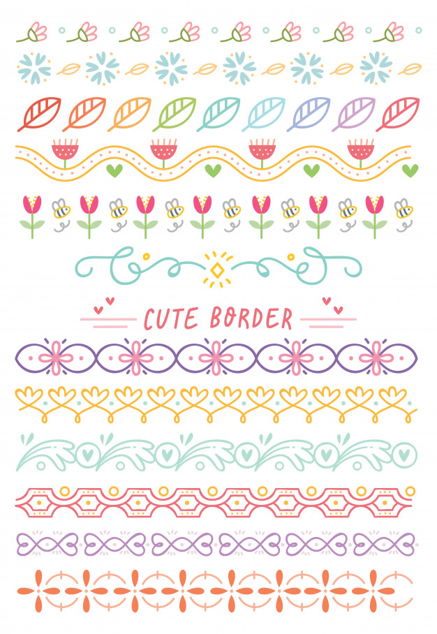 626x908 Set Of Cute Hand Drawn Border Vector Premium Download