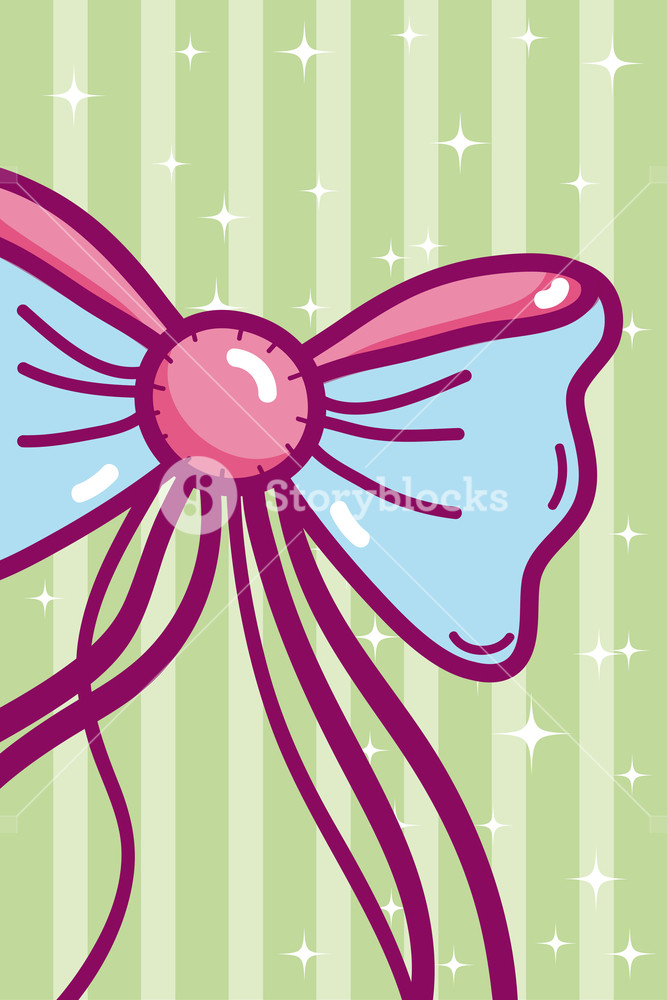 Cute Bow Cartoon Over Striped Pattern Background Vector 667x1000 Cute Bow Cartoon Over Striped Pattern Background Vector