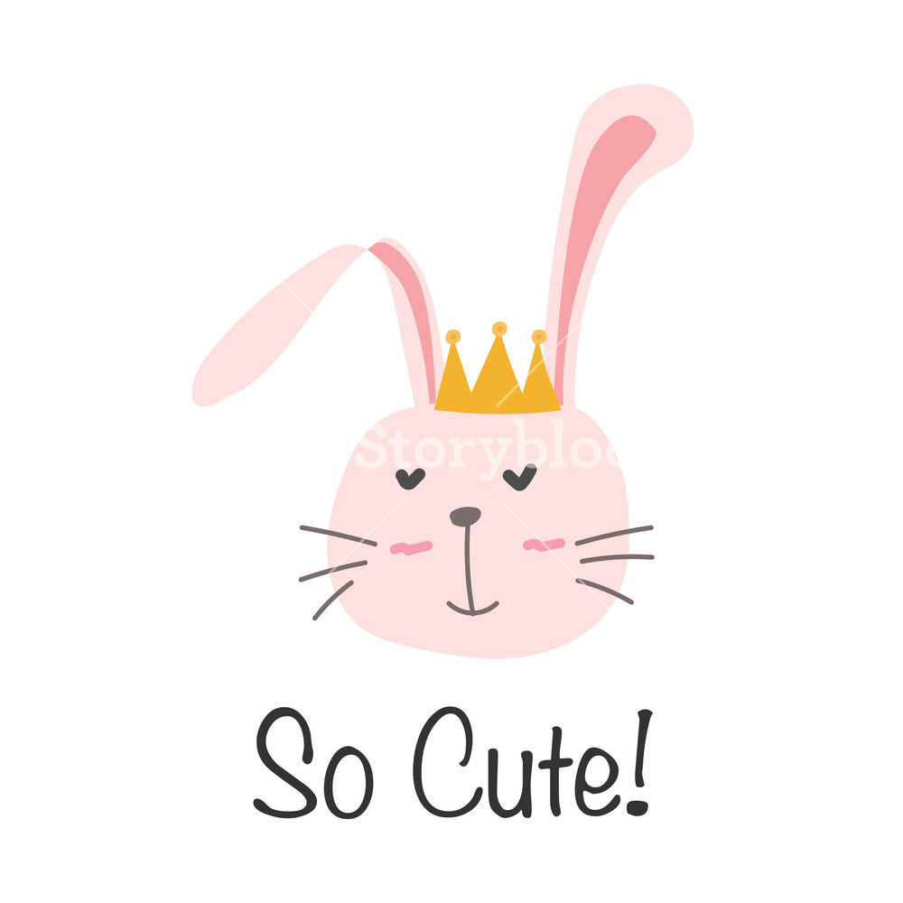 1000x1000 Little Bunny Princess Cute Bunny Vector Illustration Royalty