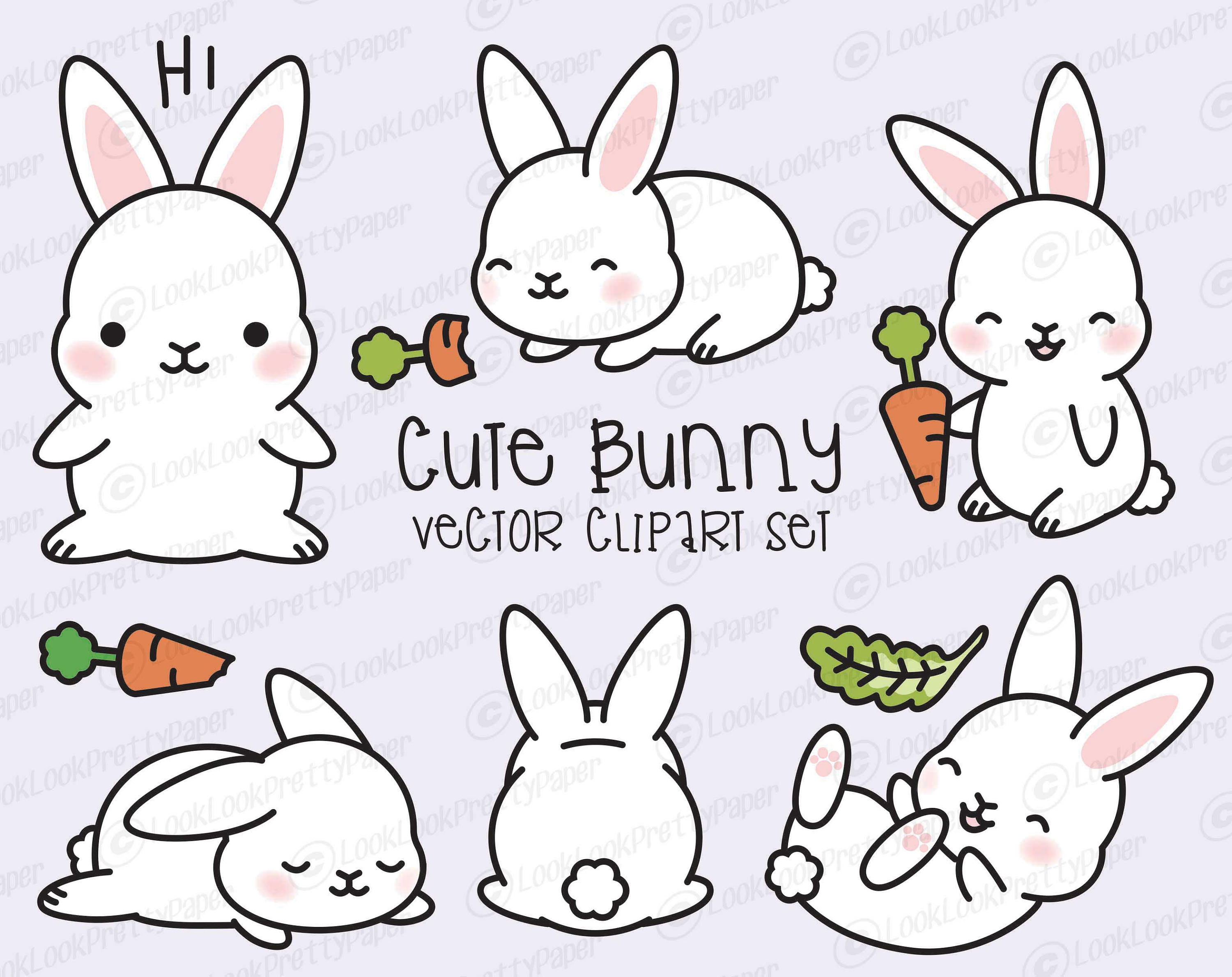 3000x2380 Premium Vector Clipart Kawaii Bunny Cute Bunny Clipart Set Etsy