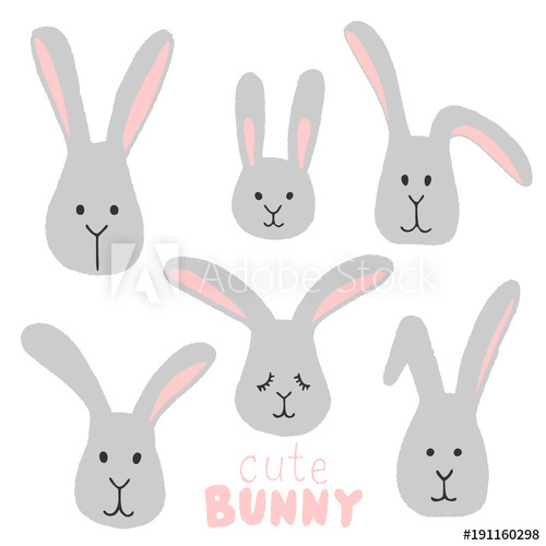 500x500 Cute Bunny, Vector Illustration