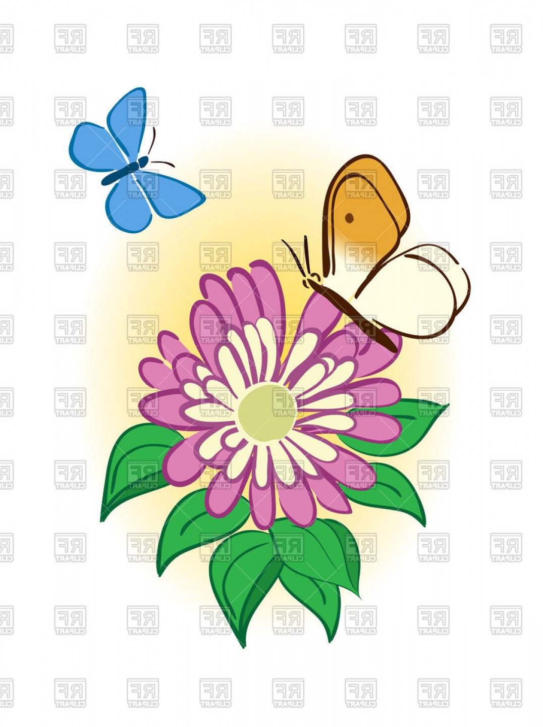 1076x1440 Cute Pink Flower With Butterflies Vector Clipart Soidergi