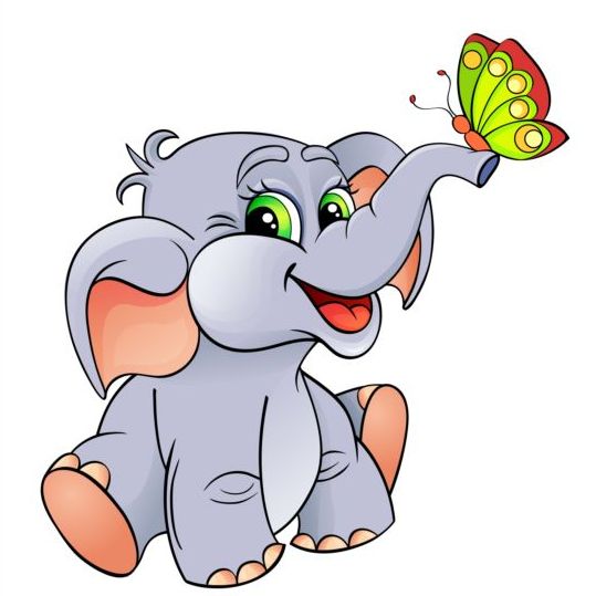 539x539 Cute Elephant With Butterfly Vector Free Download