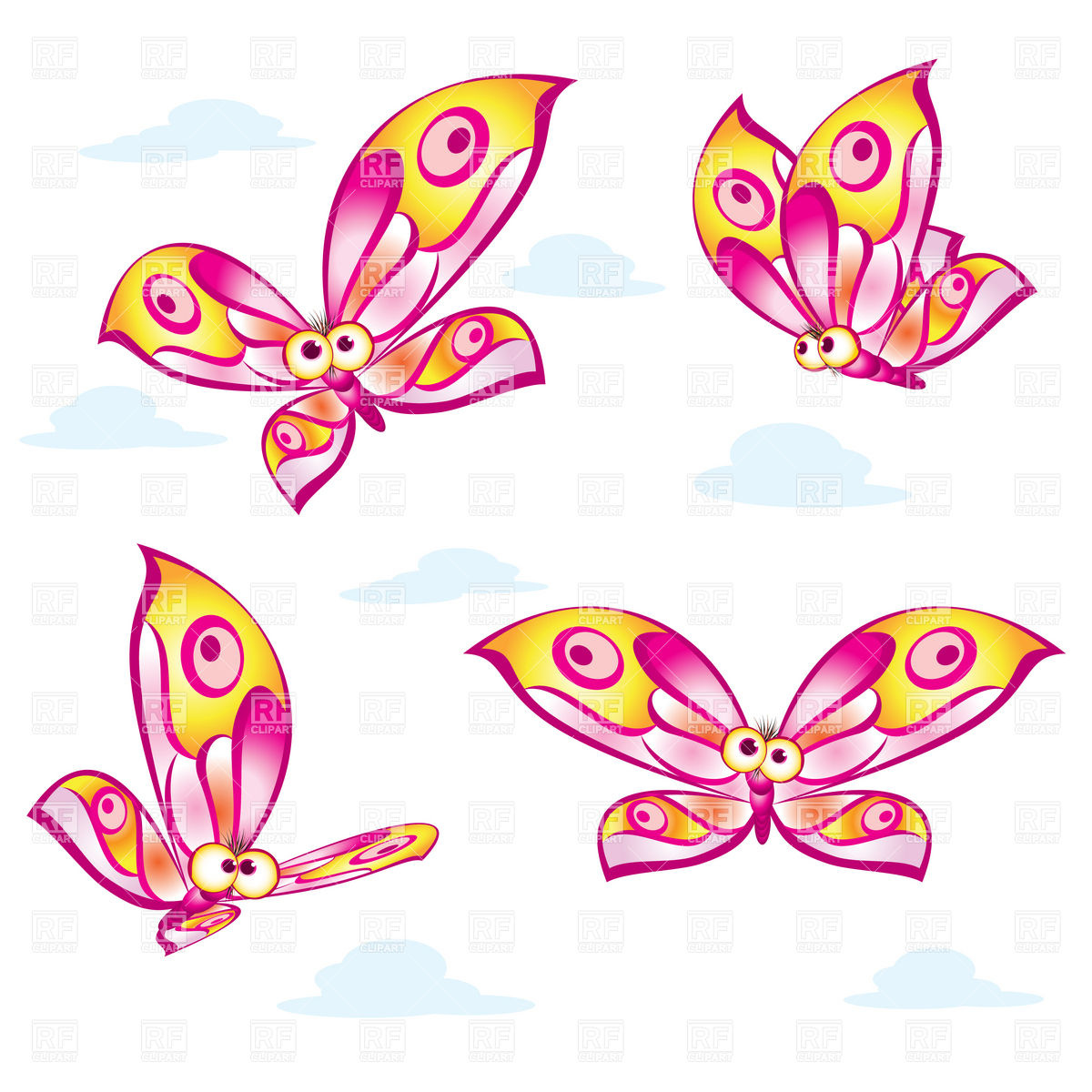 1200x1200 Funny Cute Cartoon Butterfly Vector Image Of Plants And Animals