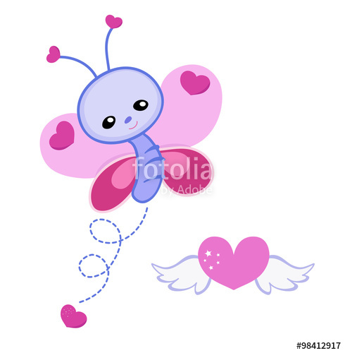 490x500 Greeting Card Cute Butterfly With Hearts On A White Background