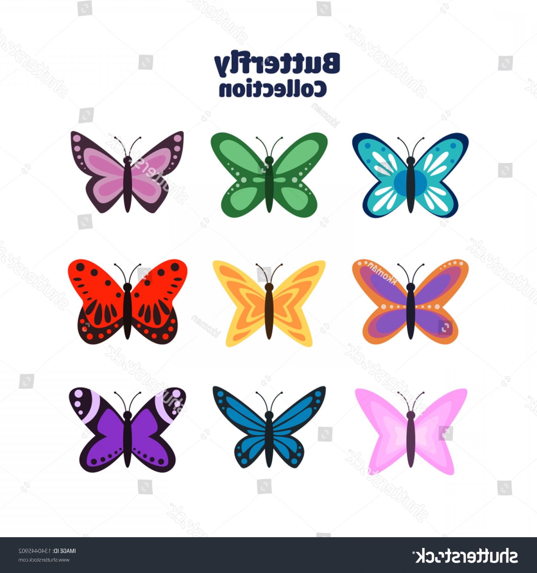 1800x1920 Butterflies Cute Vector Set Naturespring Handandbeak