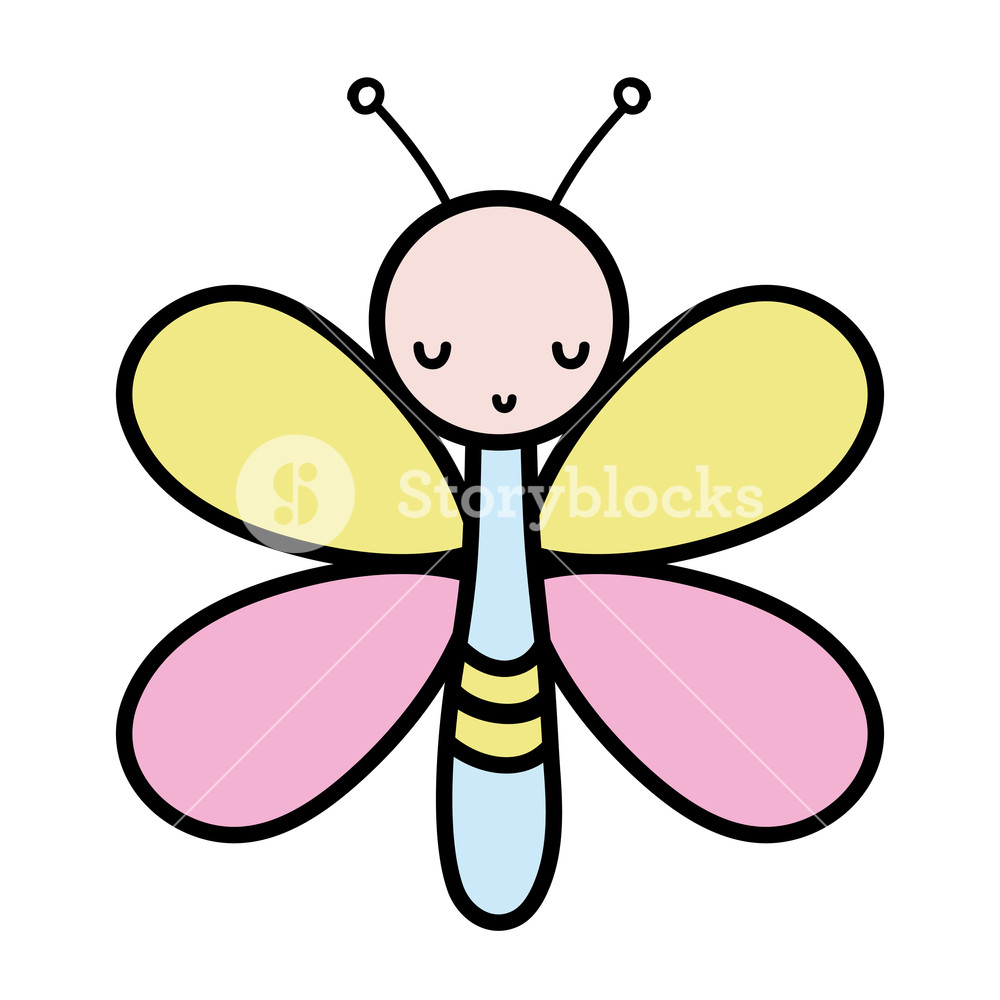 1000x1000 Color Cute Butterfly Insect Animal With Wings Vector Illustration