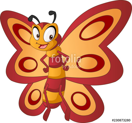 500x466 Cartoon Cute Butterfly Vector Illustration Of Funny Happy Animal