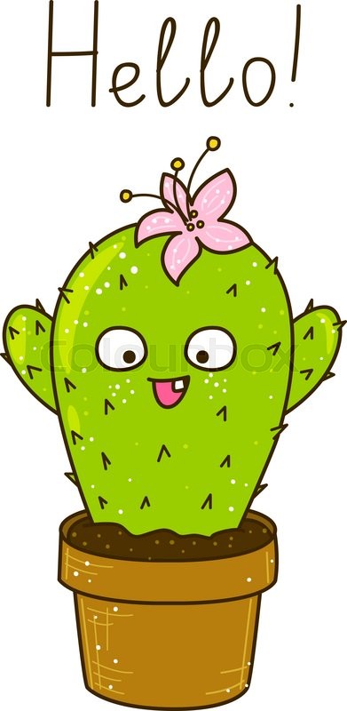 391x800 Cute Cartoon Cactus Isolated On White Stock Vector Colourbox