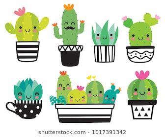 336x280 Cute Succulent Or Cactus Plant With Happy Face Vector Illustration