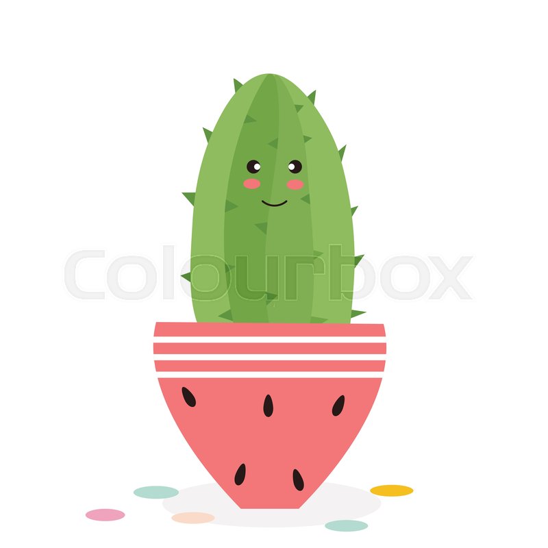800x800 Vector Illustration Of Cute Cactus In Stock Vector Colourbox