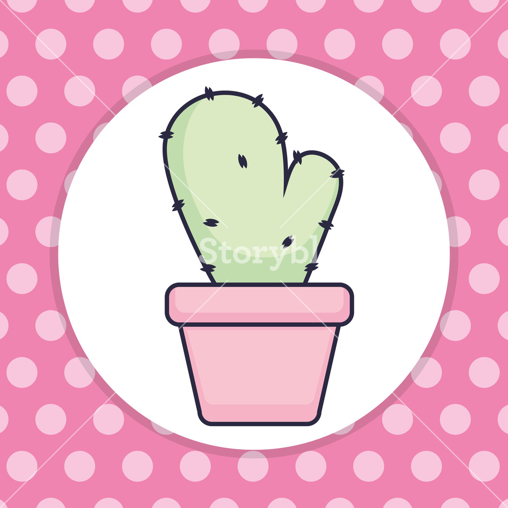 1000x1000 Cute Cactus Plant Icon Vector Illustration Design Royalty Free