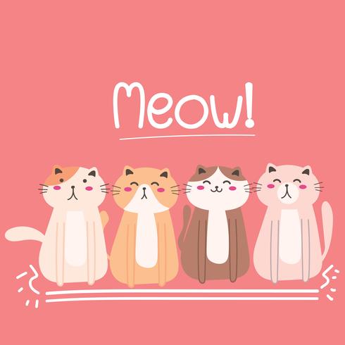 490x490 Cute Cat Vector Illustration Background