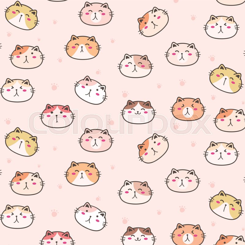 800x800 Cute Cats Vector Pattern Background Stock Vector Colourbox