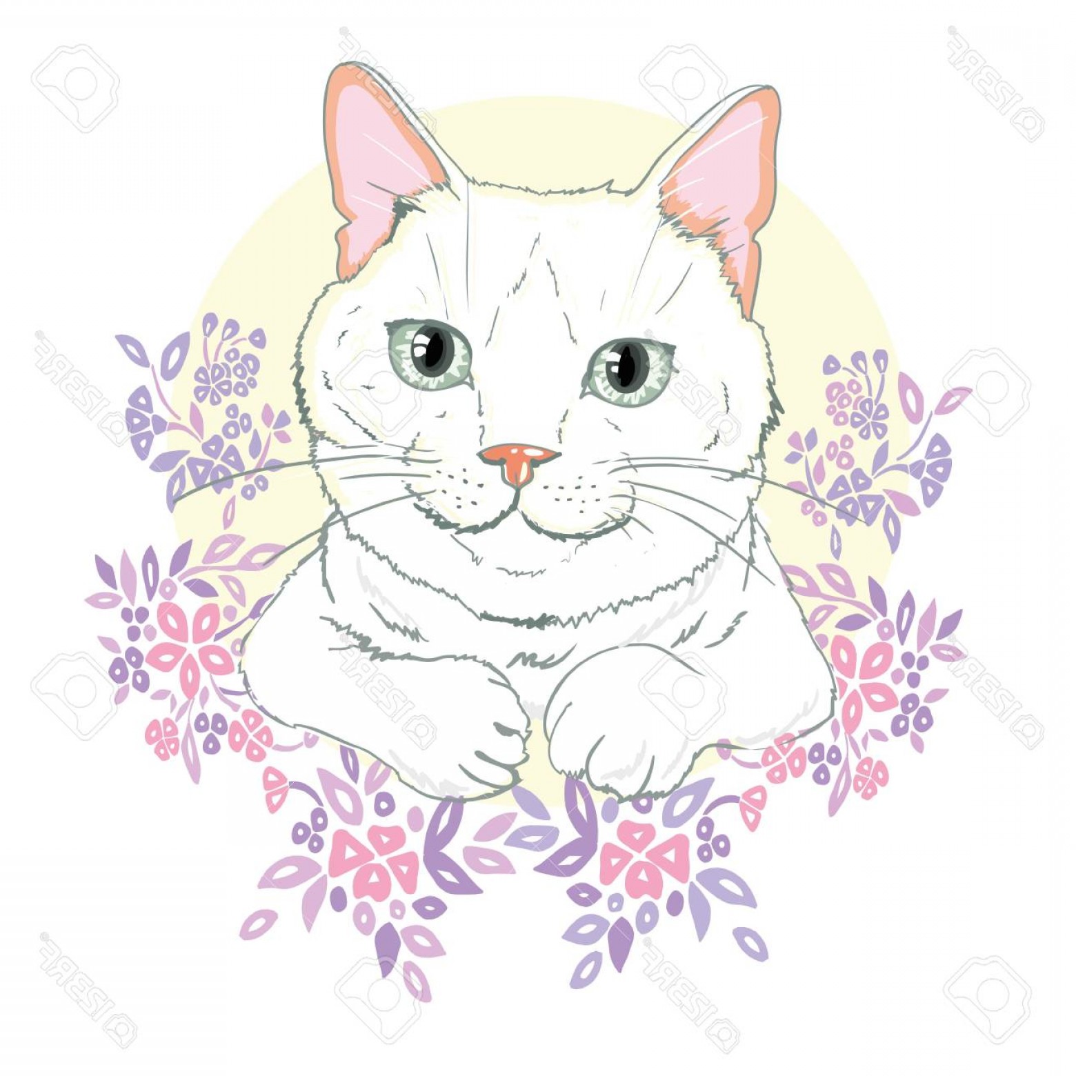 1560x1560 Photostock Vector Cute Cat Vector Cute Cat Christmas Greeting Card