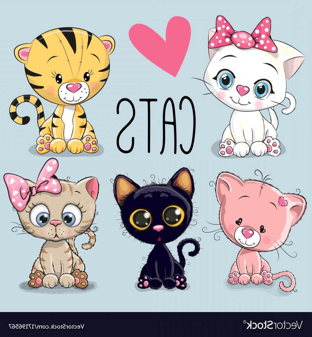 1200x1296 Set Of Cute Cats Vector Soidergi