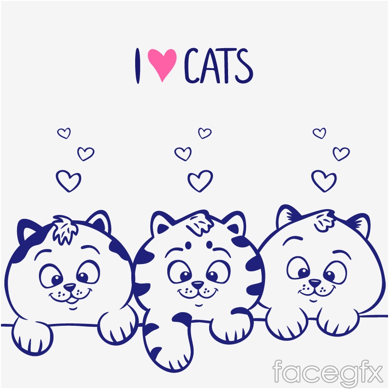 800x800 Three Blue Cute Cat Vector Over Millions Vectors, Stock Photos