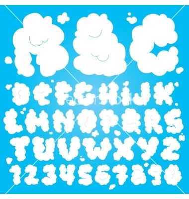 380x400 Cute Cloud Font Vector