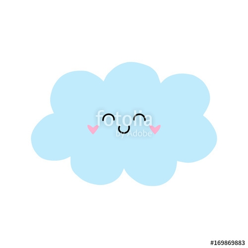 500x500 Cute Cloud Vector Illustration Drawing Light Blue Cartoon Cloud