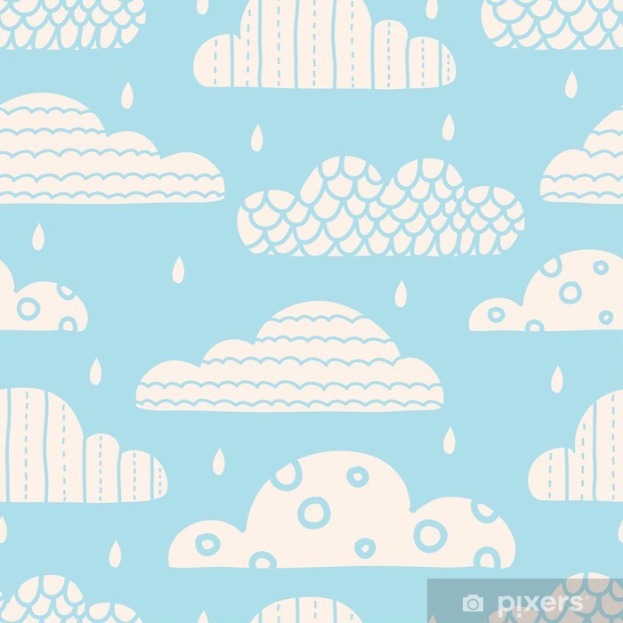 700x700 Cute Clouds Vector Seamless Pattern Wall Mural