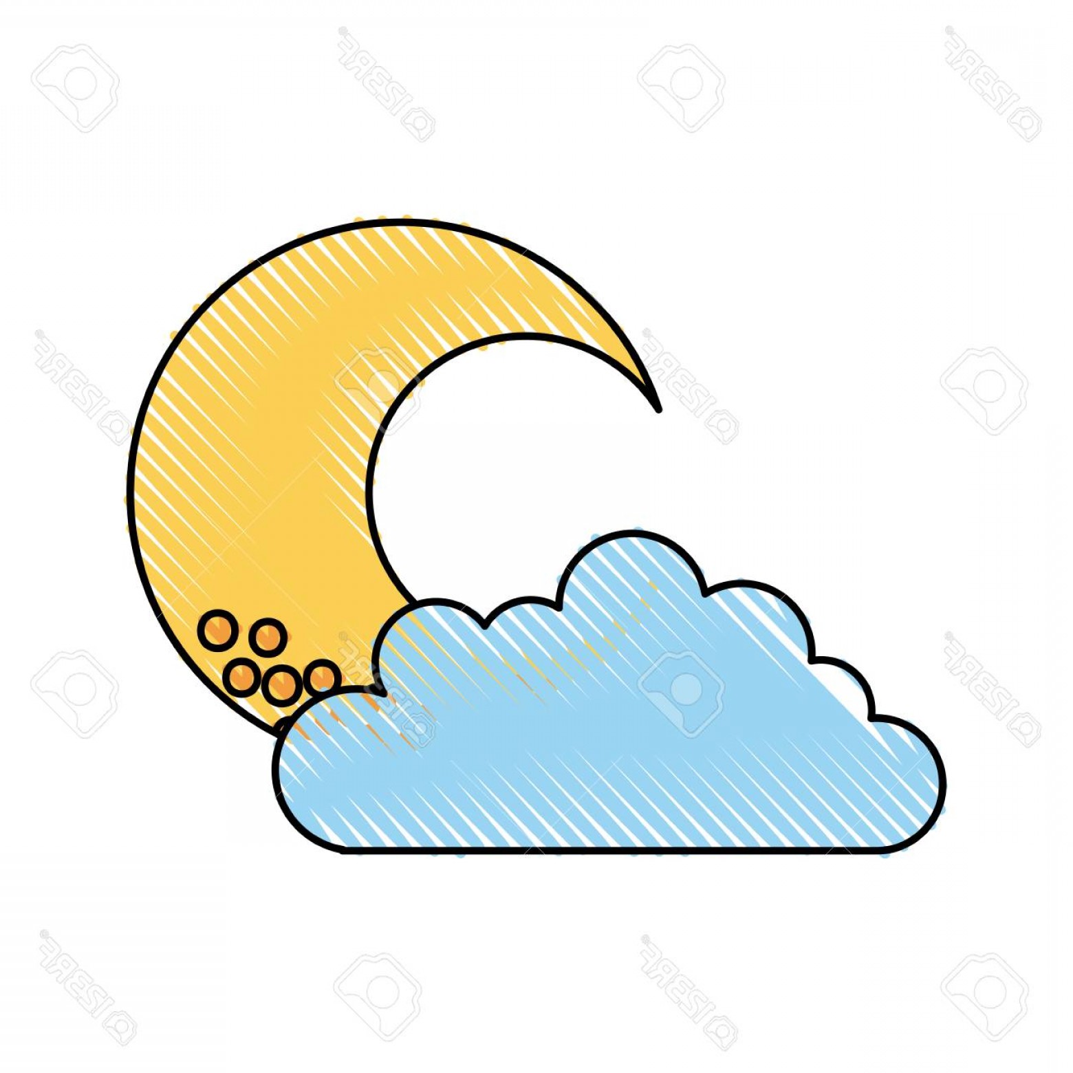 1560x1560 Photostock Vector Cute Moon With Cloud Vector Illustration Design