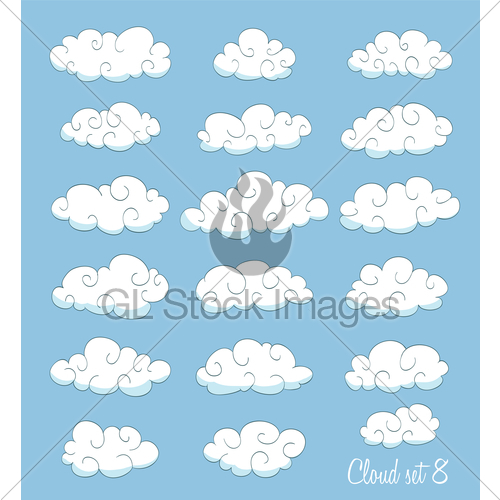 500x500 Set Of Cute Clouds With Swirls Vector Gl Stock Images