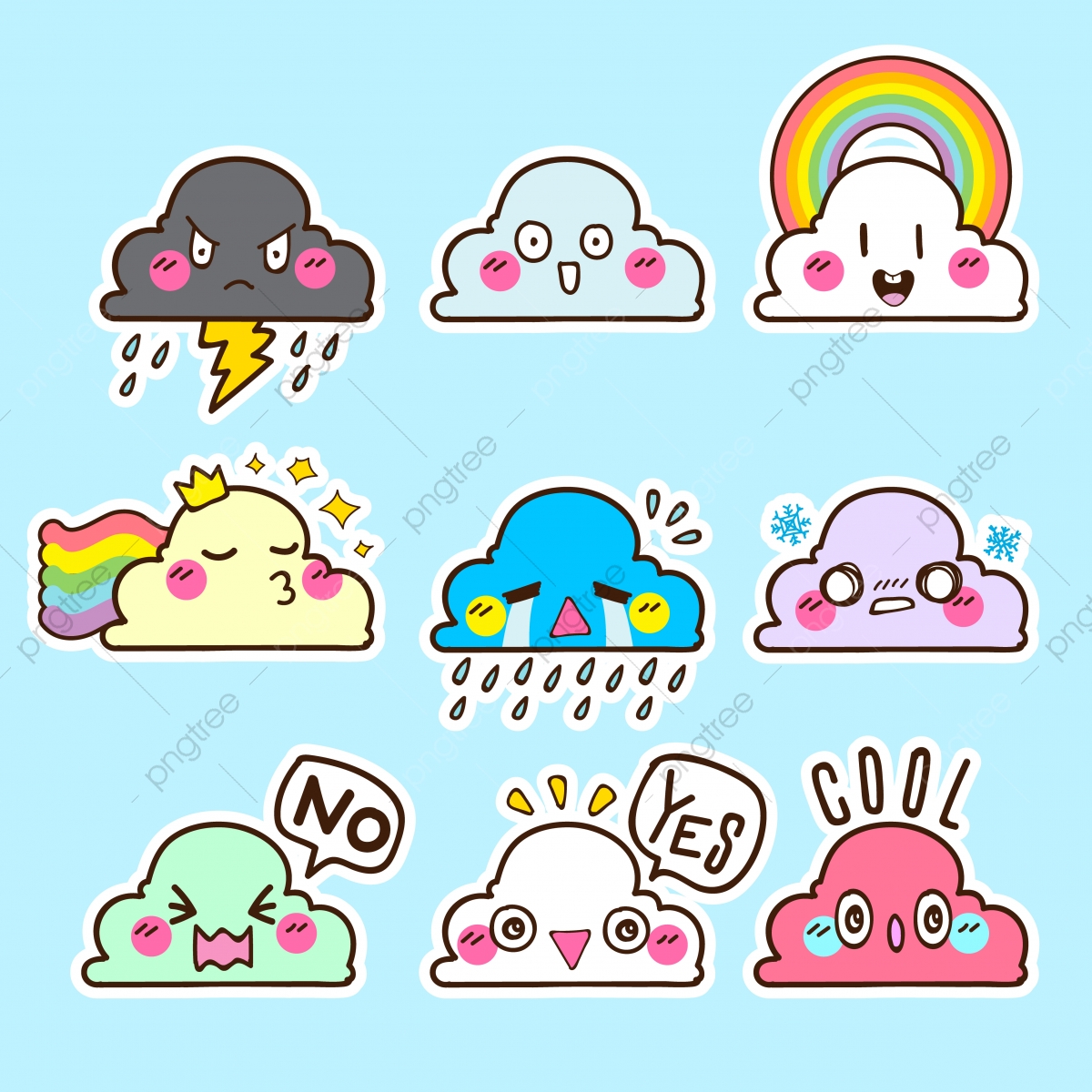 1200x1200 Cute Cloud Vector Sticker Emoticon, Art, Baby, Background Png