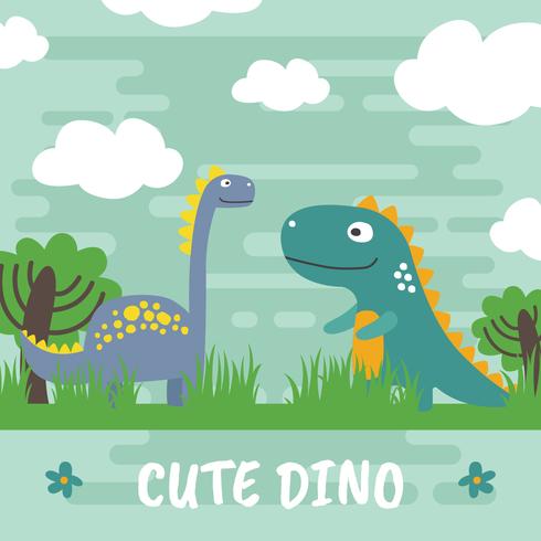 490x490 Cute Dino Vector Illustration