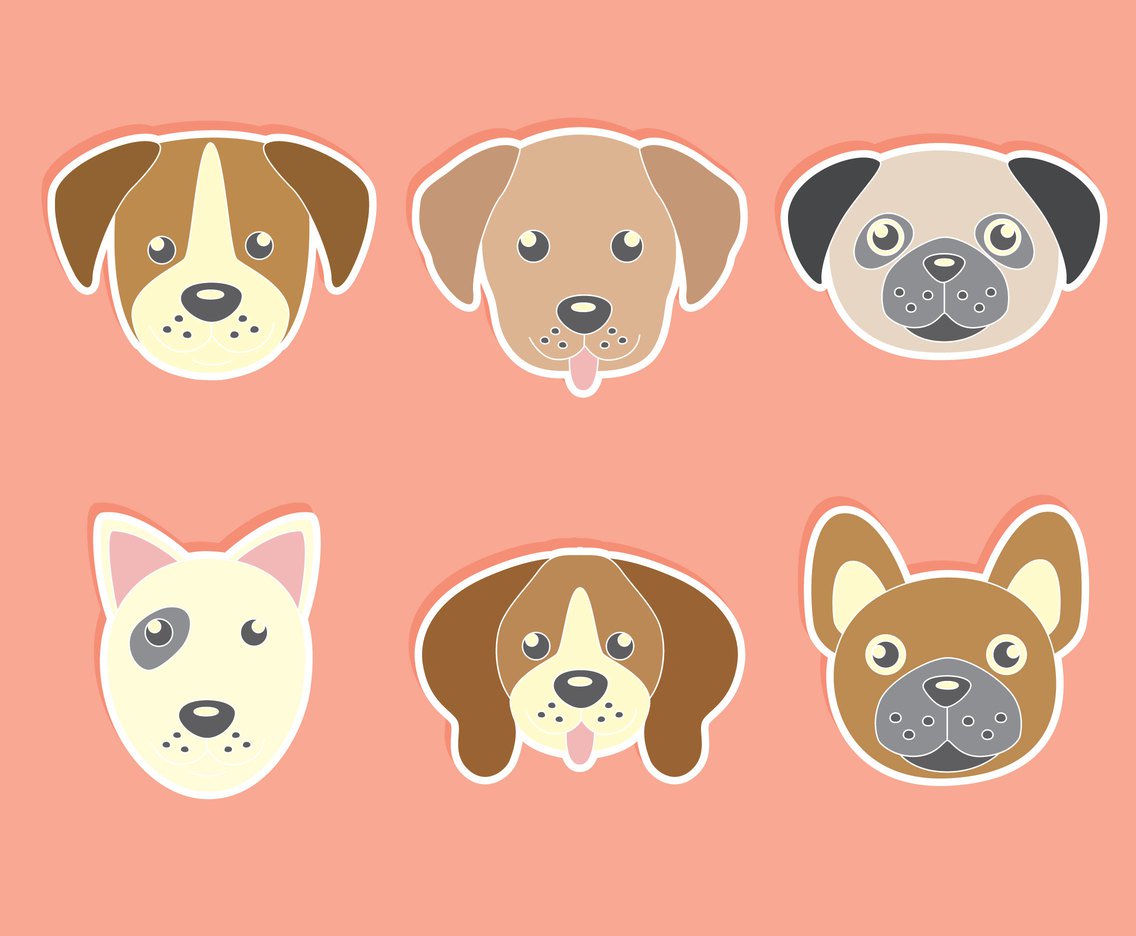 1136x936 Cute Dog Face Collection Vector Vector Art Graphics