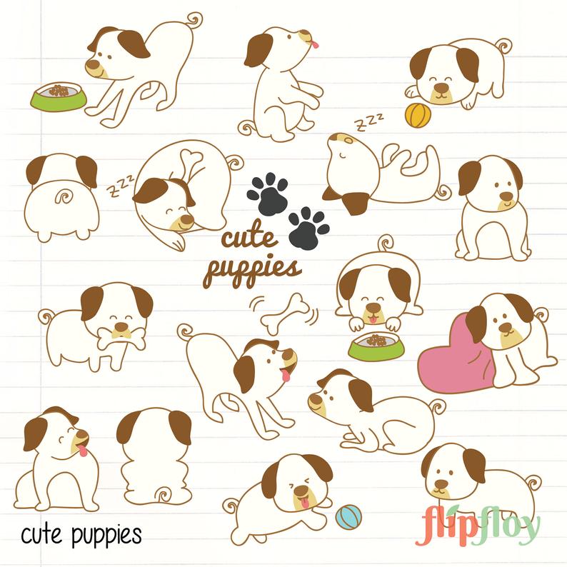 794x794 Cute Dog Puppies Instant Download Dog Vector Clipart Etsy
