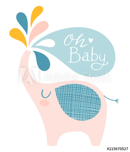 427x500 Cute Elephant Vector Illustration For Baby Shower Or Other