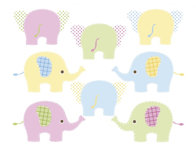 626x485 Colored Elephants Vector Free Download