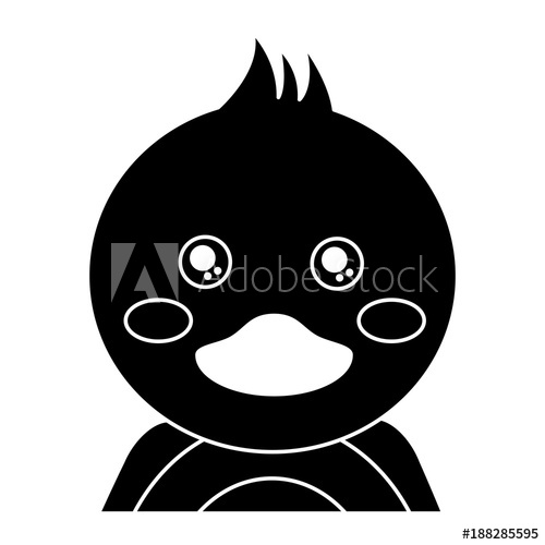 500x500 Cute Portrait Duck Animal Baby With Close Eyes Vector Illustration