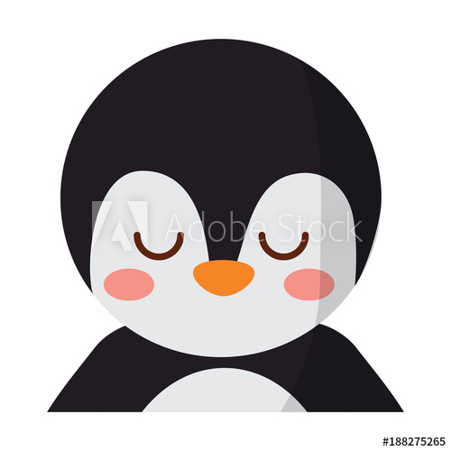 500x500 Cute Portrait Penguin Animal Baby With Close Eyes Vector