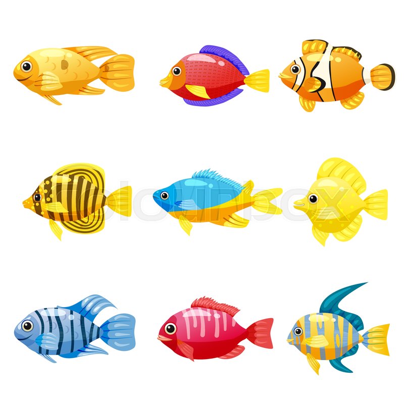 800x800 Set Cartoon Funny Fish Vector Stock Vector Colourbox