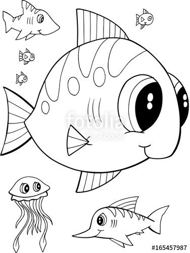 376x500 Cute Fish Vector Illustration Coloring