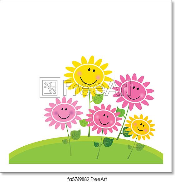 561x581 Free Art Print Of Happy Spring Flower Garden Cute Flower Garden